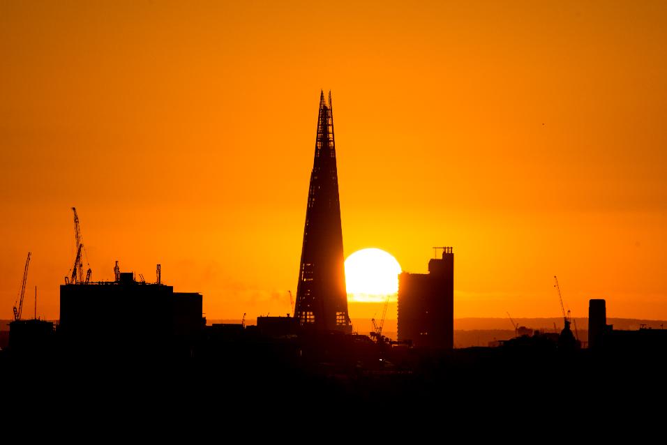 Fiery sunrise behind the Shard